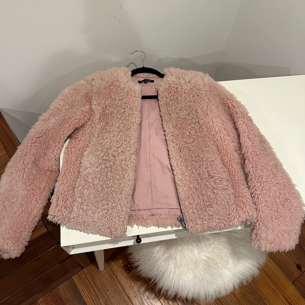 Intermix Pink Lamb Shearling Jacket, Size Small - image 5